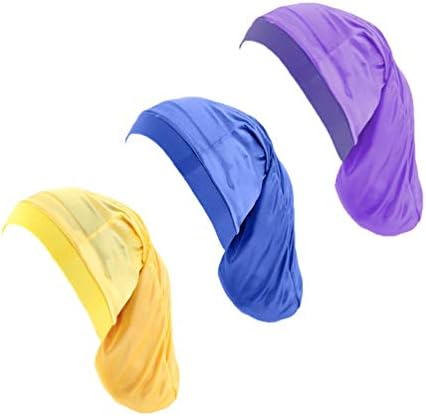 Unisex Spandex Braids & Dreadlocks Cap 3 Packed,Jumbo Satin Night Sleep Bonnet Hair Covers for Men Women