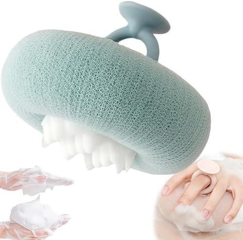 Super Soft Sunflower Suction Cup Bath Ball, 2025 New 2 in 1 Sunflower Exfoliating Body Scrubber, Sponge Mesh Pouf Shower Ball for Women, Men Shower (Green)