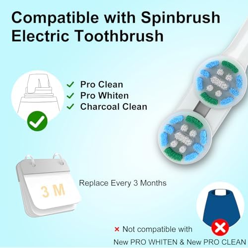 Pack of 10 Toothbrush Replacement Heads Compatible with Spinbrush Electric Toothbrush, Tooth Brush Head Refill