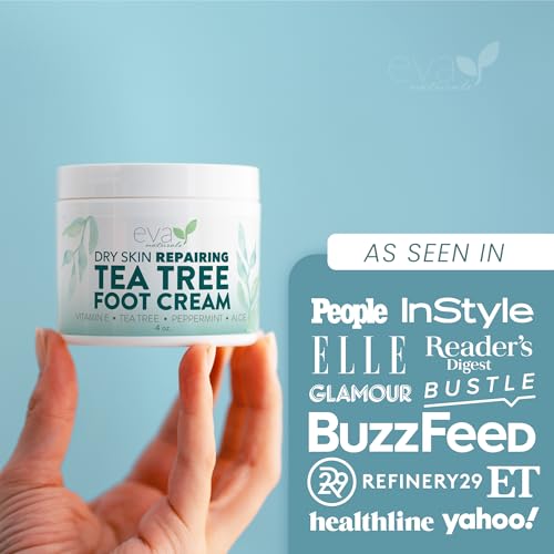Eva Naturals Tea Tree Foot Cream - Foot Lotion with Peppermint, Menthol and Spearmint - Soothing Foot Cream Treatment for Dry Cracked Heels and Feet
