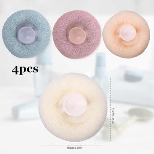 Super Soft Sunflower Suction Cup Bath Ball, 2 in 1 Exfoliating Bath Sponge, Loofah with Suction Cup, Body Sponges for Shower, Bathing Sponges for Women (Purple + Pink + Blue + Beige)