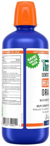 TheraBreath Healthy Gums Mouthwash, Clean Mint, Antigingivitis, 1 Liter (33.8 fl oz) + Travel Size, 3 fl oz