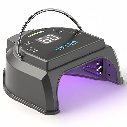 80W Professional Cordless UV LED Nail Lamp, UV Lights for Nails with 45 Beads and Rechargeable Battery, Portable LED Gel Nail Curing Dryer, Nail Polish Machine for Salon or Home, Black