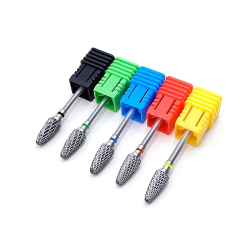 Fantexy Nail Drill Bits Set for Acrylic Nails,3/32 Inch Professional Tungsten Nail File Bits Nail Art Tools,Manicure Pedicure Shapen Remove Tools, Home Salon Use(5Pieces