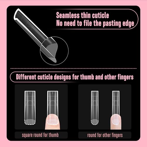XXL Sharp Square Natural (not Sculpted) Nail Tip, Extra Thick False Nails Press on, Full Cover Soft Gel Extension Fake Nail Acrylic kit with XL L M French Tip Auxiliary Line x 15 Size 180pcs