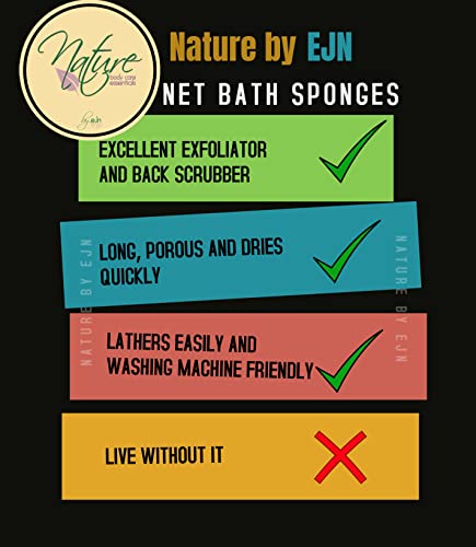 Net Bath Sponge, Customized N1 Weave, Long, NKN Naturals, Skin Exfoliation, African, Porous, Stretches to Approximately 49" (Sea Blue)