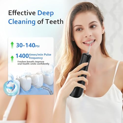 Water Dental Flosser Electric Oral Irrigator 300ML Large Tank 5 Replaceable Jet Tips IPX7 Waterproof Teeth Cleaner Flossing Cleaning Picks for Home and Travel