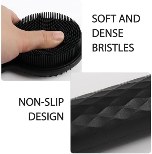Silicone Back Scrubber for Shower - Adjustable Extendable (40-60 cm / 15.7"-23.6") Long Handle Body Brush with Foam-Generating Dual-Sided Heads for Men & Relaxing Massage Exfoliation