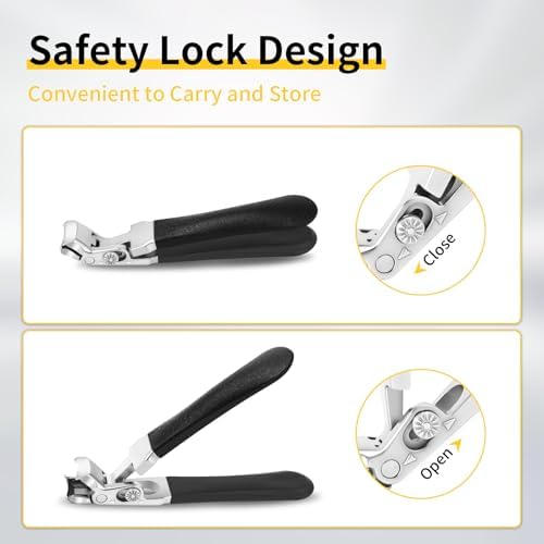 Toenail Clippers for Seniors Thick Nails, Ergonomic Wide Jaw Large Toenail Clippers for Men Women, Ultra-Sharp and Durable Angled Head Nail Clippers with Catcher, Black Long Handle