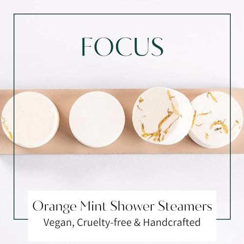 Orange Mint Shower Steamers Aromatherapy | Organic Shower Bombs with Essential Oils | Self Care Christmas Birthday & Spa Gifts for Women & Men | Stocking Stuffers | 4 Pack