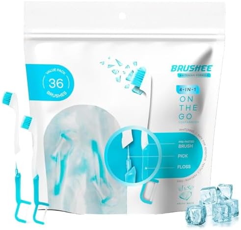 The Evolution of Oral Care Whitening | Prepasted On-The-Go Whitening Toothbrushes | 4-in-1 (Paste + Brush + Floss + Pick) | Individually Wrapped | Disposable | Travel Toothbrushes - (36-Pack)