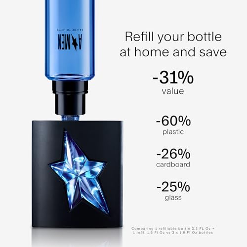 Mugler A*Men - Eau de Toilette - Mens Cologne - Woody & Ambery - With Patchouli & Coffee Extract - Long Lasting Fragrance