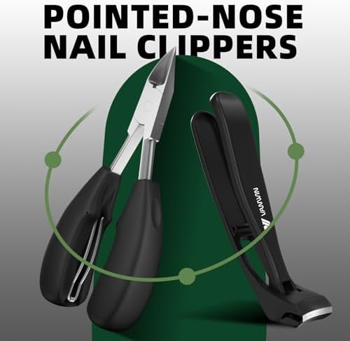 Toenail Clippers for Thick Toenails for Seniors, Angled Head Large Toe Nail Clippers for Thick Nails for Men, Heavy Duty Ingrown Toenail Clippers with Wide Jaw, Sharp Slanted Nail Cutter Black