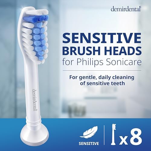 Toothbrush Heads Sensitive Compatible with Philips Sonicare Toothbrush Heads - Soft Replacement Heads for Sensitive Gums and Teeth - Gentle Brush Heads - White 8 Pack