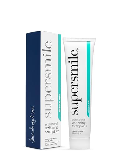 Supersmile Professional Whitening Toothpaste w/ Fluoride - Removes Stains & Whitens Teeth 6 Shades - Enamel Strengthening - No Sensitivity - Travel Size (Original Mint, 1.4 Oz)