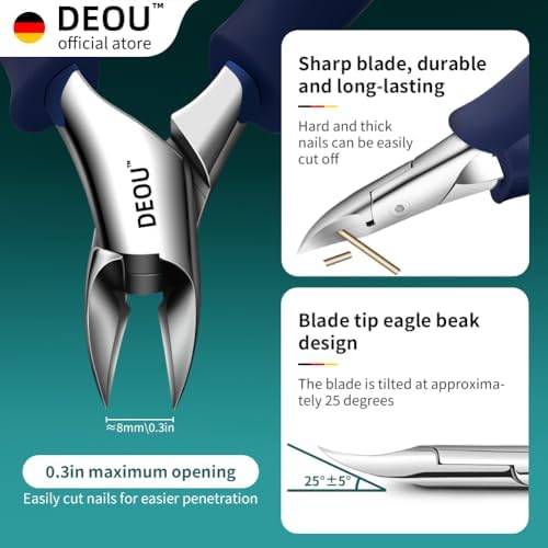 Professional Stainless Steel Podiatrist Nail Clippers, Heavy Duty Manicure Pliers for Thick Nails, Pedicure Toe Nail Clippers Tools for Men Women