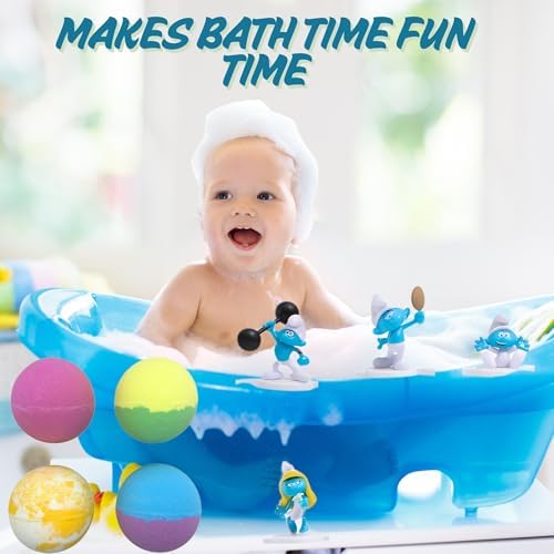 The Smurfs Bath Bombs with Action Figures-Smurfette, Baby Smurf, Hefty Smurf, and Vanity Smurf (Pack 1)