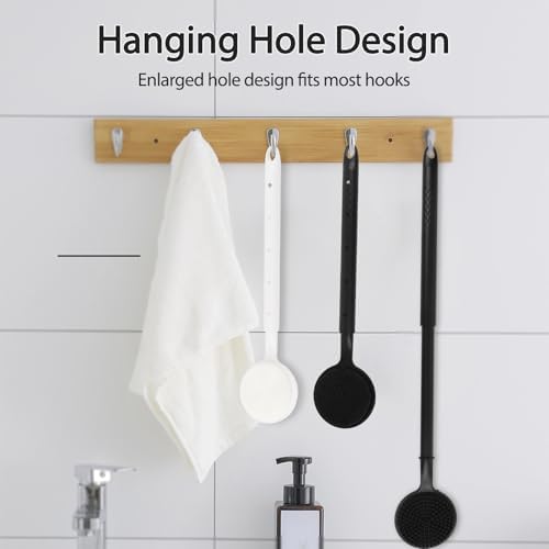 Silicone Back Scrubber for Shower - Adjustable Extendable (40-60 cm / 15.7"-23.6") Long Handle Body Brush with Foam-Generating Dual-Sided Heads for Men & Relaxing Massage Exfoliation