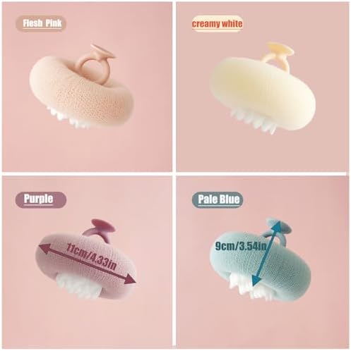 Super Soft Sunflower Suction Cup Bath Ball, 2025 Upgraded 2-in-1 Sunflower Ball Exfoliating Bath Sponge Cleaning Brush, Mesh Shower Body Sponge Accessories for Women, Men Shower (4 Color)