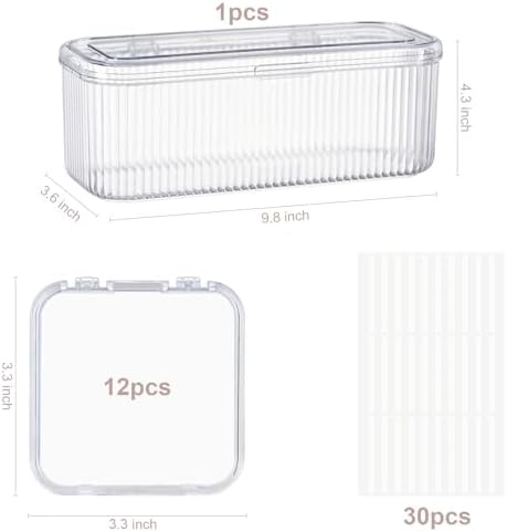 Press On Nail Orgnizer 12pcs 3.3inch Clear nail storage box and 1 large storage box for Press On Nail Packaging and fake Nail Storage Nail Display with double sided tape.