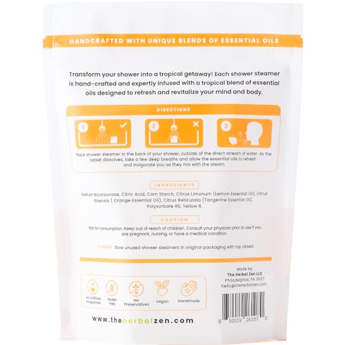 Tropical Refresh Shower Steamers Aromatherapy with Citrus Essential Oils,Made in the USA Shower Bomb Aromatherapy, Self Care Gift, Spa Day Gifts, Birthday Gifts, Gift for Her