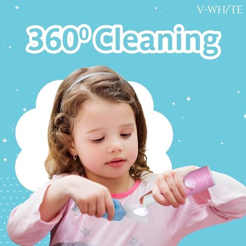 V-White Foam Teeth Whitening Toothpaste - Organic Toothpaste Fluoride Free, Alcohol Free, pH Balanced - Deep Cleansing, Stain Removal, Travel Friendly, for Kids & Adults (Large, Bubblegum)