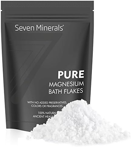 Seven Minerals Pure Magnesium Chloride Flakes 3 lb - Absorbs Better Than Epsom Salt - All Natural Unscented Foot Soak (15 uses) or Full Body Bath (8 uses) for Relaxation, Muscle Pain and More!