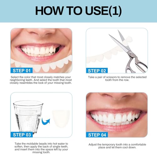 Tooth Repair Kit，Temporary Natural Shade for Filling The Gap, Moldable Thermal Beads Replacement Kit Replace The Missing or Broken Tooth-6PCS-D33