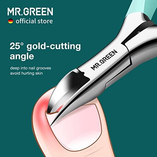 MR.GREEN Toenail Clippers Stainless Steel Ingrown Nail Cutter Thick and Hard Nails Pedicure Manicure Tools (Green+Nail Remover)