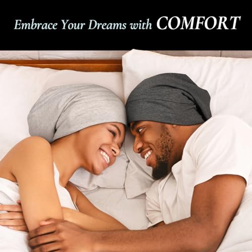 Zenssia Satin Lined Hair Bonnet for Sleeping, Sleep Cap for Women and Men with Adjustable Strap, Stay On All Night Hair Wrap, Dark Grey, Pack of 1