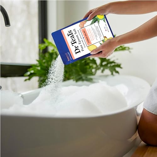 Dr Teal's Pure Epsom Salt Stress Relief with Ginseng & Ginger Essential Oils, 3 lbs (Pack of 4)