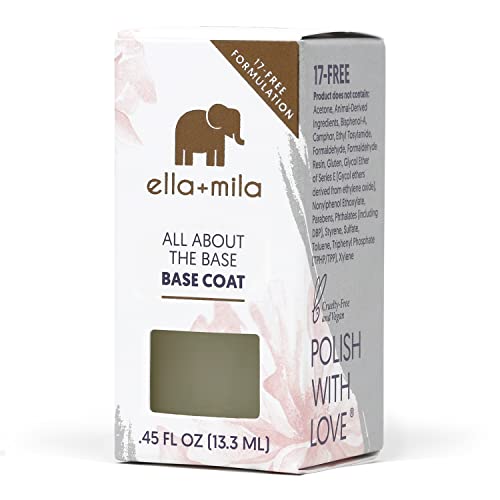 ella+mila All About the Base - Coat Nail Polish - Long-lasting Ridge Filler Base Coat - Nail Care that Helps Smooth & Fill Natural Nails (0.45 fl oz)