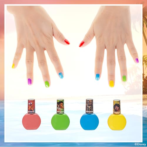 Townley Girl Moana 2 Non-Toxic Water-Based Peel Off Nail Polish Set with Glittery Shimmery Opaque Colors for Girls Kids Ages 3+ Perfect for Parties Spa Days Makeovers 18 Pcs
