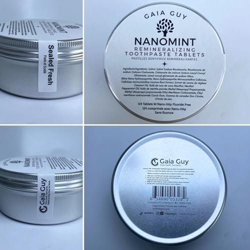NanoMint | Remineralizing Toothpaste Tablets | Nano Hydroxyapatite Fluoride Free | 124 Toothpaste Tabs | Eco Friendly, Travel Mouthwash Tablets | Freshens Breath & Strengthens Tooth Enamel