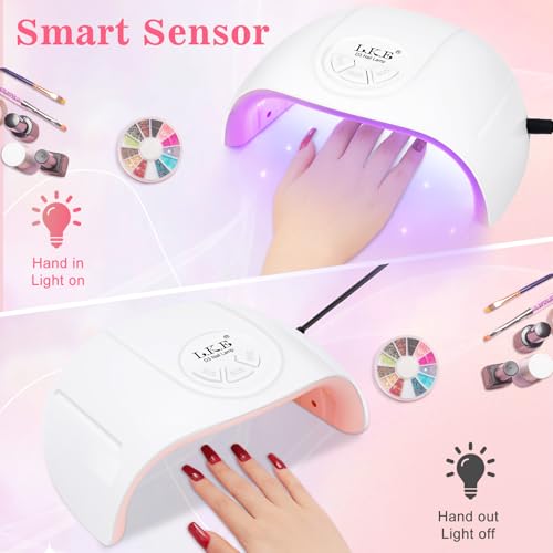 UV Nail Lamp, ARCWEISSO 72W UV Light for Gel Nails with Base and Top Coat Set, Fast Curing UV Lamp for Gel Polish with 21pcs Lamp Beads, 3 Times and Auto Sensor LED Nail Lamp Manicure