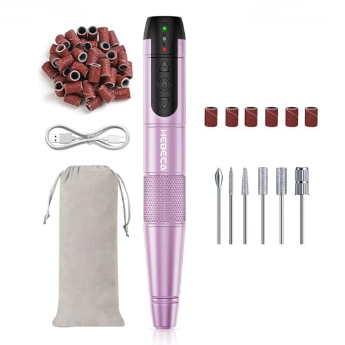 Electric Nail Drill Cordless, Electric Nail File Buffer Drill Machine for Natural Acrylic Gel Nails, Rechargeable Electric Manicure Pedicure Set