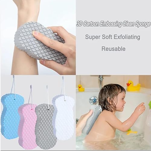 Tokyo Mart Skin Exfoliator, Body Scrubber Exfoliator Mitt, Exfoliating Body & Face Dead Skin Remover, Exfoliating Women & Men Washcloth (Sponge C)