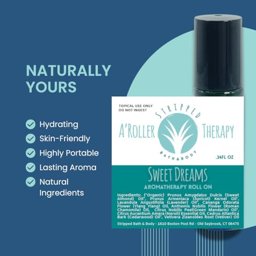 SWEET DREAMS Roll On Relaxation Aromatherapy | Night Time Unwind Support Blend w/Lavender, Neroli & Chamomile Essential Oils | Stocking Stuffer Idea