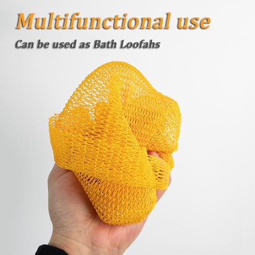 Turmeric Soap + African Net Sponge, Lemon Turmeric Kojic Soap Bar and Exfoliator Bath Sponge Set for Face and Body, Deep Cleansing Exfoliating Moisturizing Smooth Skin