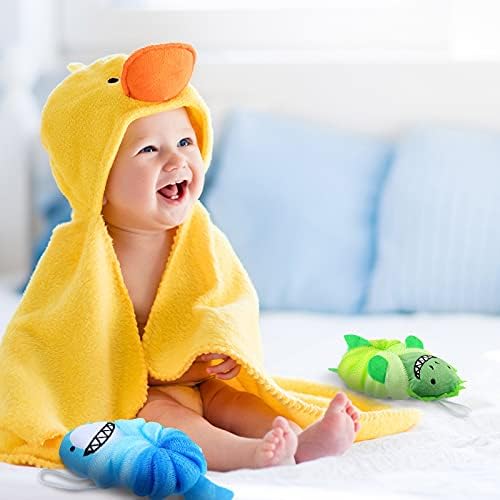 Tatuo 4 Pcs Animal Bath Loofahs Kids Body Loofah Cartoon Shower Cute Bath Sponge Pouf Body Scrubbers Mesh Sponge for Children Shower Baby Washing Exfoliating, 4 Style (Vivid Style)