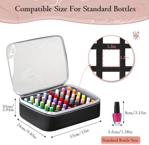 YOREPEK Extra Large Nail Polish Organizer Case Holds 96 to 100+ Bottles (15ml/0.5 fl.oz) UV lamp, Gel Polish Travel Case Bag with 2 Removable Pouches Fits Nail Suppiles, Gift for Manicurist, Girls
