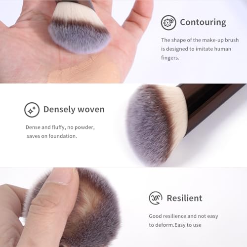 MAANGE 20 PCS Makeup Brush Set with Bag, Double-ended Kabuki Brush Foundation Contour Brush for Liquid Powder Concealer Eye Shadows Cream Cosmetics Blending Blush Face Makeup Tools with Case (Coffee)