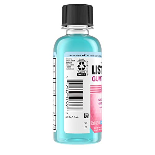 Listerine Gum Therapy Antiplaque & Anti-Gingivitis Mouthwash, Antiseptic Oral Rinse Helps Reverse Signs of Early Gingivitis, ADA Accepted, TSA-Compliant Travel-Size, Glacier Mint, 95 mL (Pack of 6)