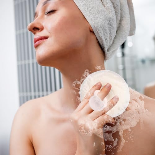 Super Soft Sunflower Suction Cup Bath Ball, 2 in 1 Exfoliating Bath Sponge, Loofah with Suction Cup, Body Sponges for Shower, Bathing Sponges for Women (Purple + Pink + Blue + Beige)