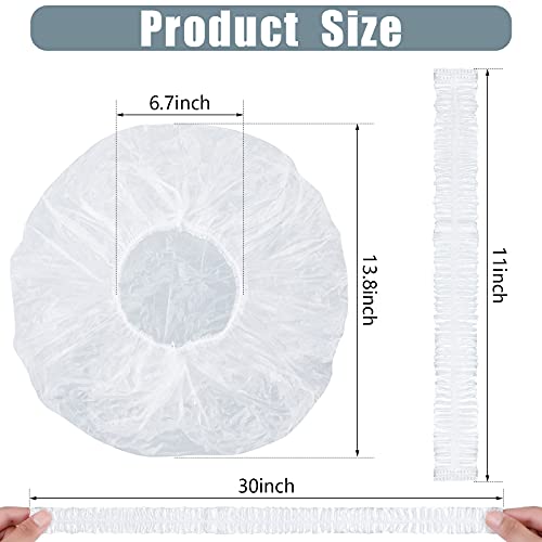 SATINIOR 50 Pcs Disposable Shower Caps Plastic Clear Large Lengthen Elastic Waterproof Bath Caps for Women Portable Travel Hotel Hair Salon Essentials Accessories Individually Wrapped