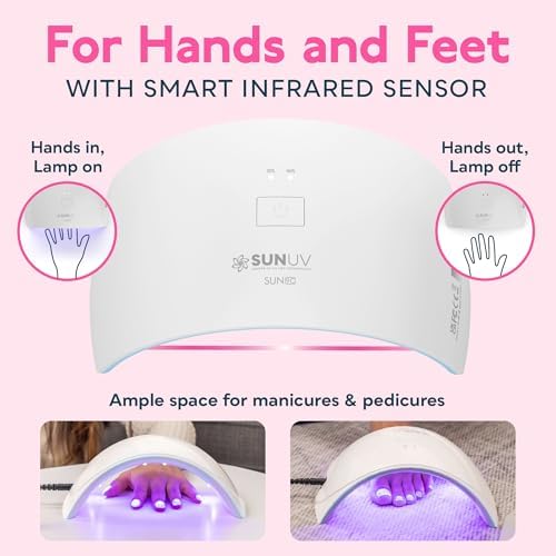 SUNUV UV LED Nail Lamp, Nail Dryer for Gel Polish UV Light for Gel Nails with Sensor 2 Timer SUN9C Blue Gift for Women Girl
