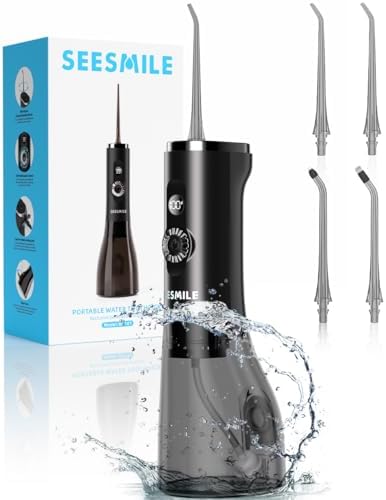 Water Dental Flosser Teeth Pick: 100 Modes Portable Cordless Oral Irrigator 300 ML Rechargeable Water Flosser IPX7 Waterproof Powerful Battery for Home Travel - Black
