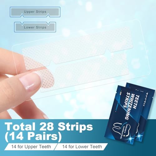 Teeth Whitening Strips - 28 Whitening Strips for Teeth Sensitive, Professional, Fast Remove Smoking, Coffee, Wine Stains, Teeth Whitening Kit Pack of 14 Non-Slip Strips Treatments
