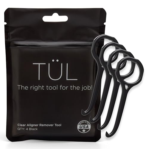 TÜL | Only Invisalign Remover Tool Made in the USA | Lifetime Replacements | Ortho Recommended Aligner Remover Tool & Retainer Remover Tool | Black 4 Pack | Top Invisalign Accessories