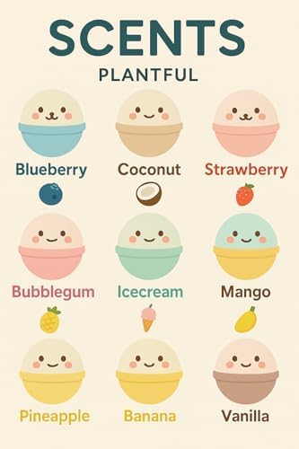 Plantful™ Natural Bath Bomb for Kids, Non-Toxic, Bubble podz, Fluffy Foam soap, Holiday Gifts, Bubble Bath Fizzy for Girls Boys, 9 Pack, Toddler, Pure Essential Oil